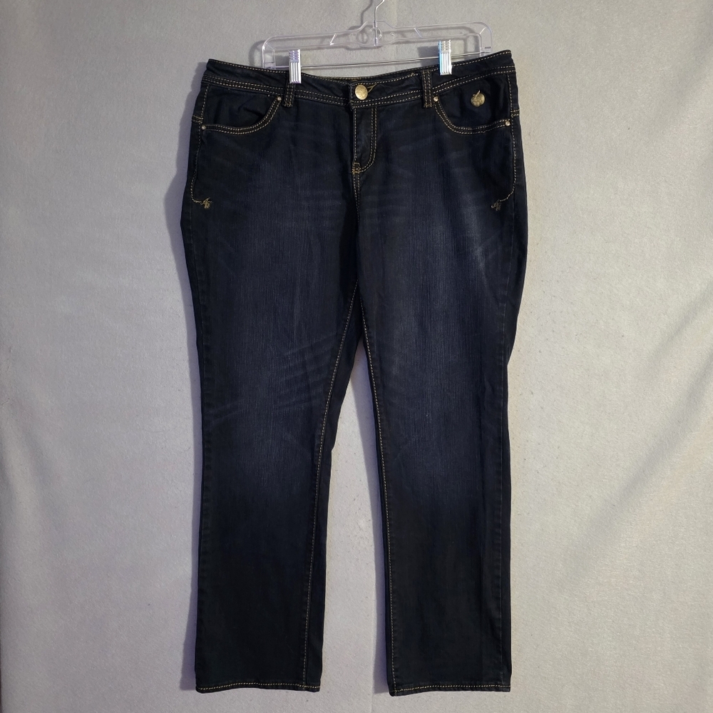 Apple Bottoms Womens Signature Pockets Dark Wash Denim Jeans AFJ93829 Size16